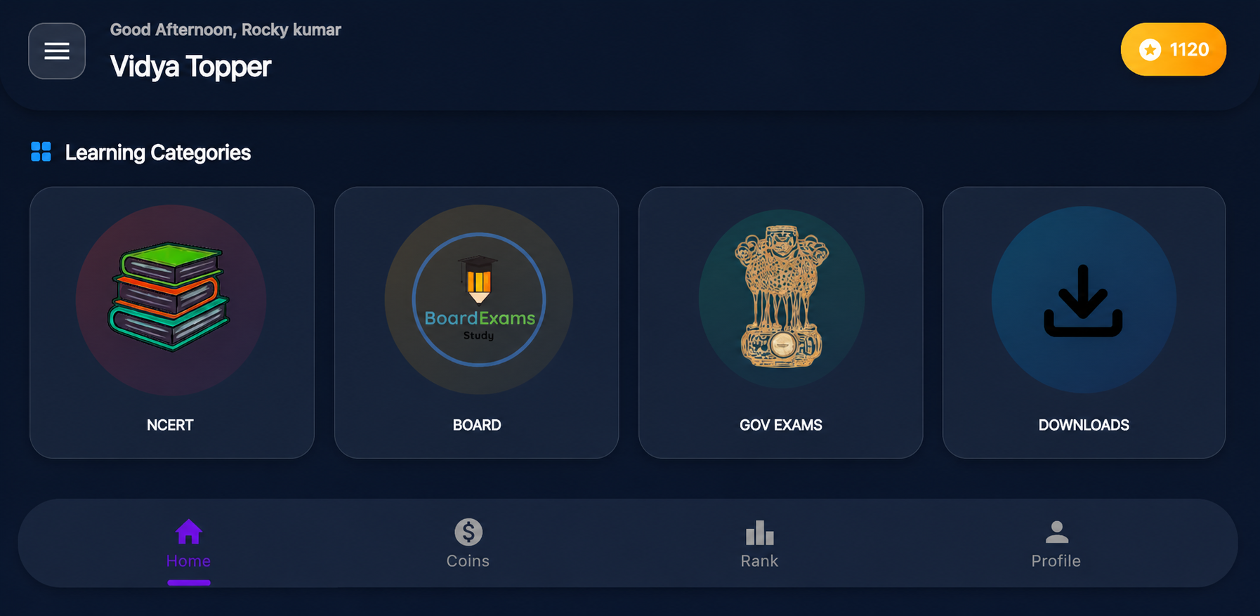 Vidya Topper Dashboard